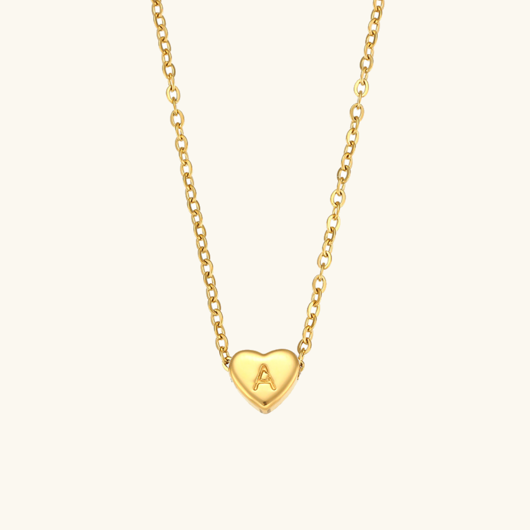 Heart Initial Necklace in Waterproof 18k Gold – Personalized Jewelry for Women, Hypoallergenic and Lightweight, 17 Inches 0