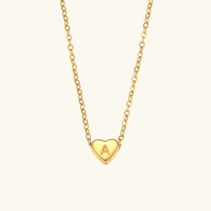 Heart Initial Necklace in Waterproof 18k Gold – Personalized Jewelry for Women, Hypoallergenic and Lightweight, 17 Inches 0
