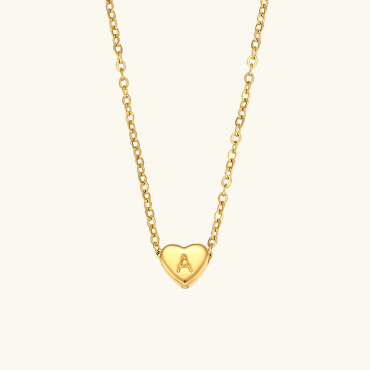 Heart Initial Necklace in Waterproof 18k Gold – Personalized Jewelry for Women, Hypoallergenic and Lightweight, 17 Inches 0