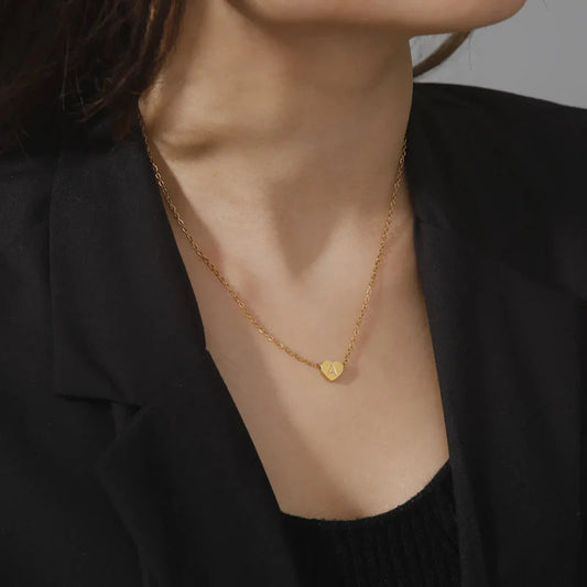 Heart Initial Necklace in Waterproof 18k Gold – Personalized Jewelry for Women, Hypoallergenic and Lightweight, 17 Inches 1
