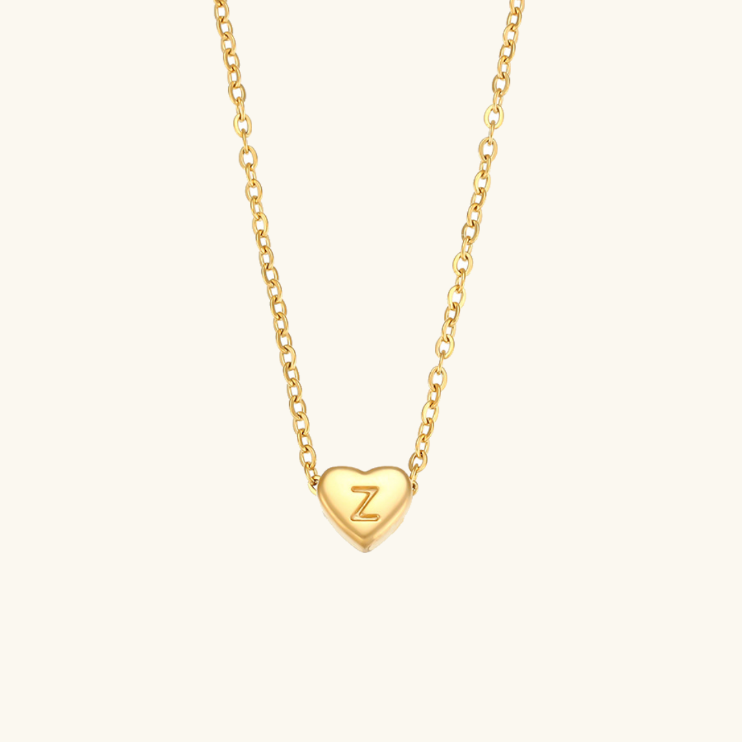 Heart Initial Necklace in Waterproof 18k Gold – Personalized Jewelry for Women, Hypoallergenic and Lightweight, 17 Inches 10