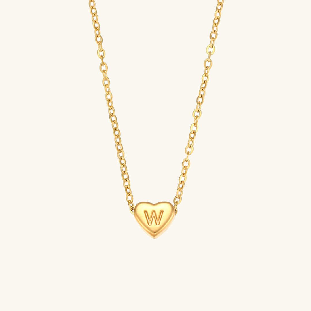 Heart Initial Necklace in Waterproof 18k Gold – Personalized Jewelry for Women, Hypoallergenic and Lightweight, 17 Inches 11