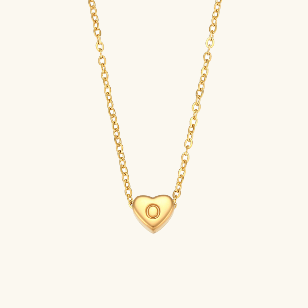 Heart Initial Necklace in Waterproof 18k Gold – Personalized Jewelry for Women, Hypoallergenic and Lightweight, 17 Inches 14