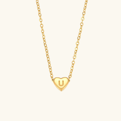 Heart Initial Necklace in Waterproof 18k Gold – Personalized Jewelry for Women, Hypoallergenic and Lightweight, 17 Inches 17
