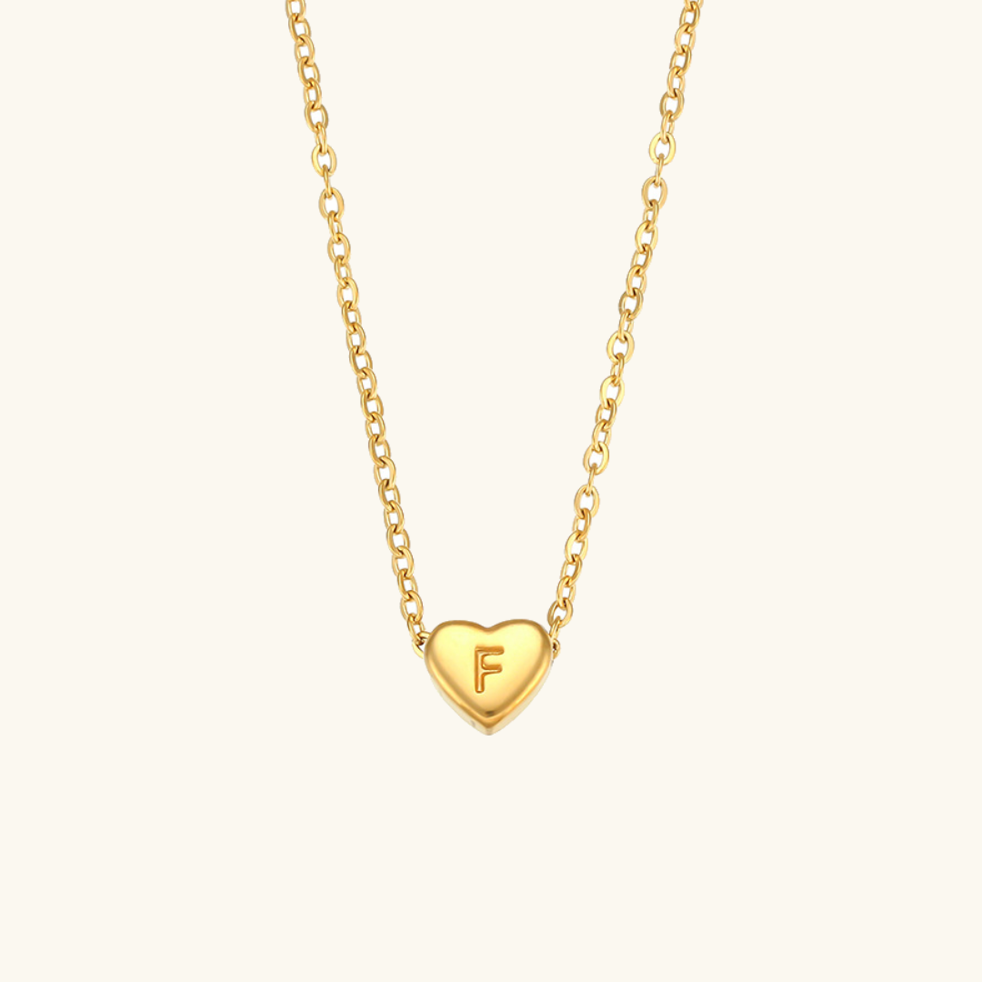 Heart Initial Necklace in Waterproof 18k Gold – Personalized Jewelry for Women, Hypoallergenic and Lightweight, 17 Inches 19