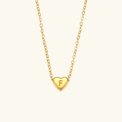 Heart Initial Necklace in Waterproof 18k Gold – Personalized Jewelry for Women, Hypoallergenic and Lightweight, 17 Inches 19