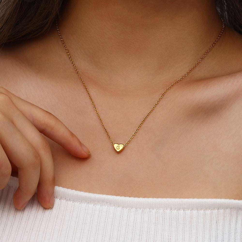 Heart Initial Necklace in Waterproof 18k Gold – Personalized Jewelry for Women, Hypoallergenic and Lightweight, 17 Inches 2