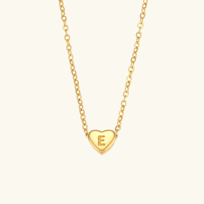 Heart Initial Necklace in Waterproof 18k Gold – Personalized Jewelry for Women, Hypoallergenic and Lightweight, 17 Inches 20