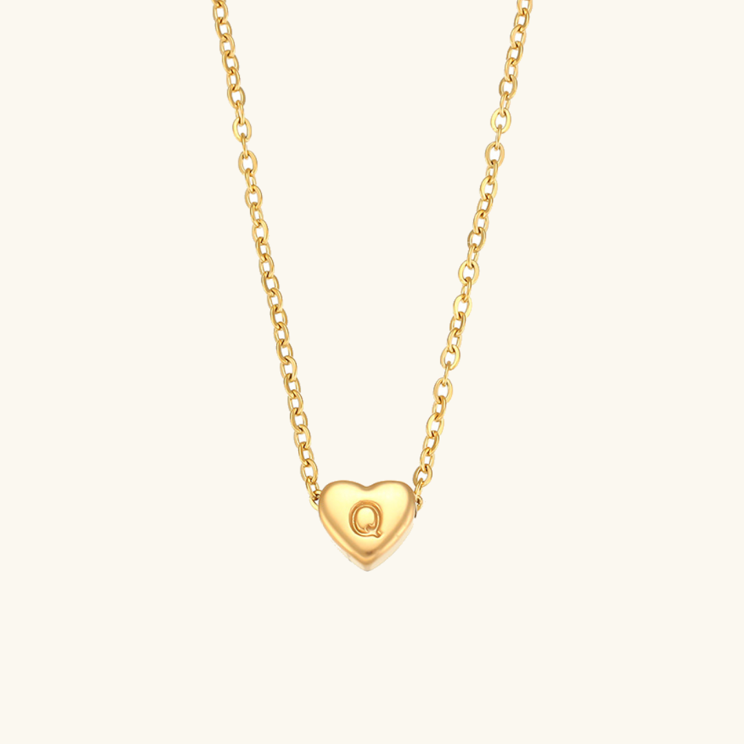 Heart Initial Necklace in Waterproof 18k Gold – Personalized Jewelry for Women, Hypoallergenic and Lightweight, 17 Inches 21