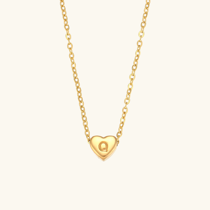 Heart Initial Necklace in Waterproof 18k Gold – Personalized Jewelry for Women, Hypoallergenic and Lightweight, 17 Inches 21