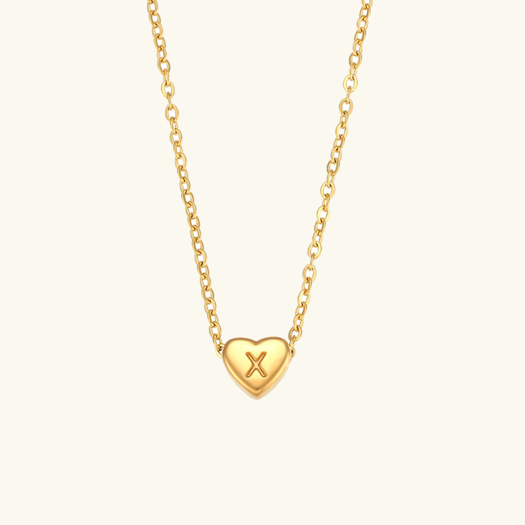 Heart Initial Necklace in Waterproof 18k Gold – Personalized Jewelry for Women, Hypoallergenic and Lightweight, 17 Inches 23