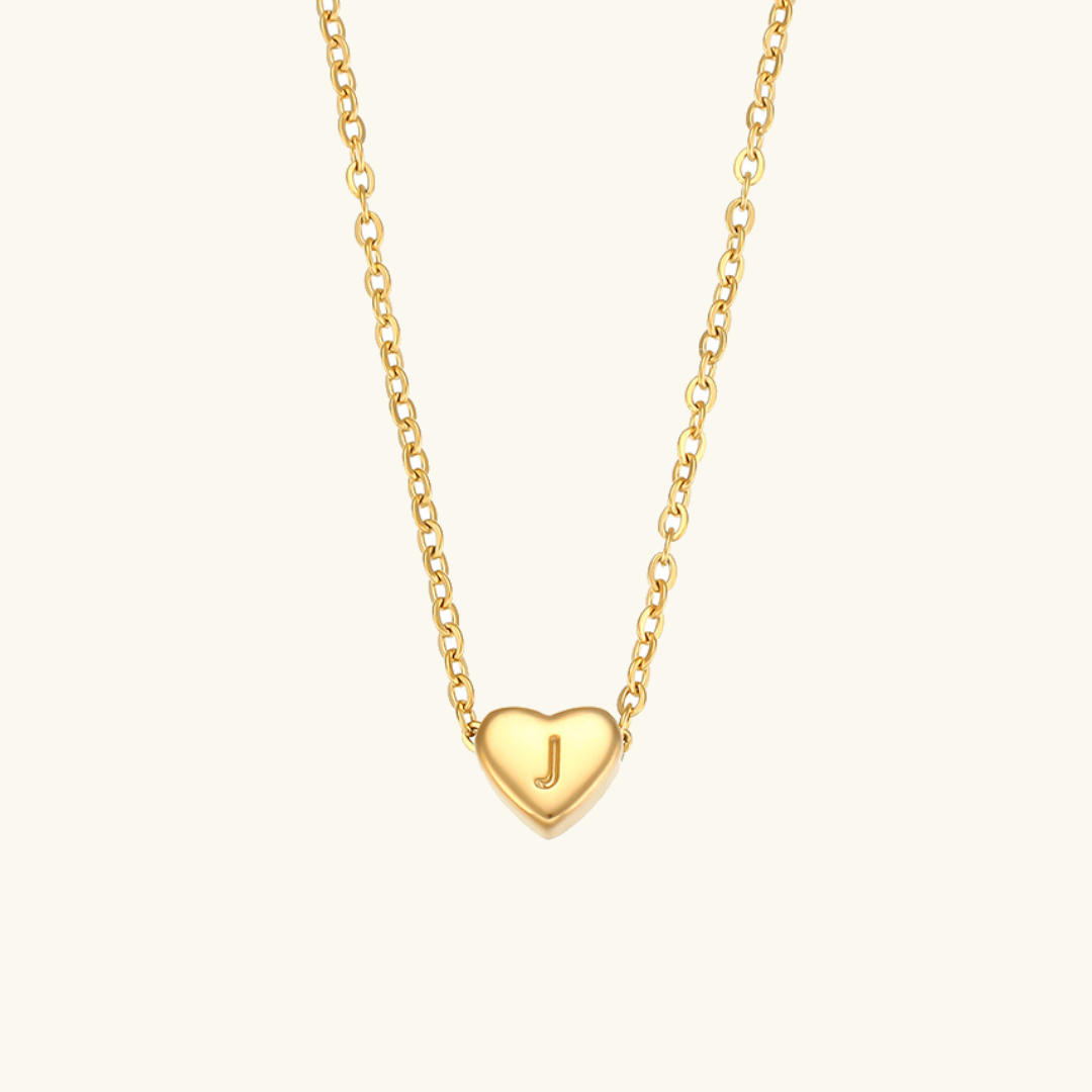 Heart Initial Necklace in Waterproof 18k Gold – Personalized Jewelry for Women, Hypoallergenic and Lightweight, 17 Inches 24
