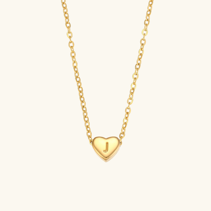 Heart Initial Necklace in Waterproof 18k Gold – Personalized Jewelry for Women, Hypoallergenic and Lightweight, 17 Inches 24