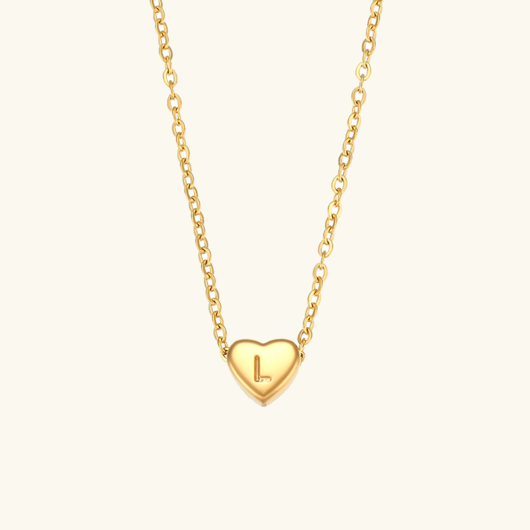 Heart Initial Necklace in Waterproof 18k Gold – Personalized Jewelry for Women, Hypoallergenic and Lightweight, 17 Inches 25
