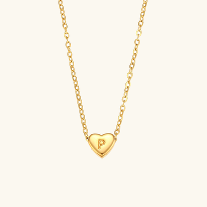 Heart Initial Necklace in Waterproof 18k Gold – Personalized Jewelry for Women, Hypoallergenic and Lightweight, 17 Inches 26