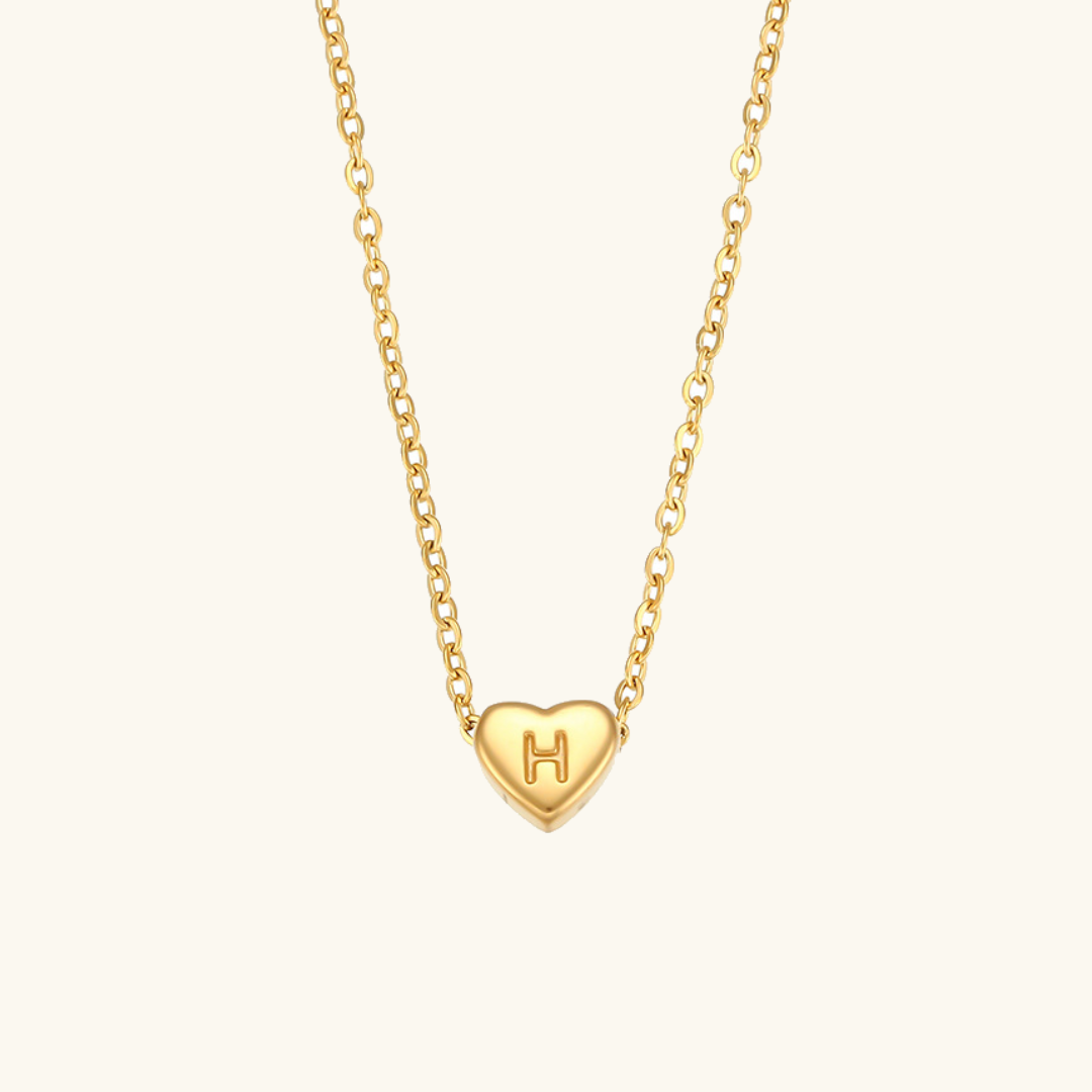Heart Initial Necklace in Waterproof 18k Gold – Personalized Jewelry for Women, Hypoallergenic and Lightweight, 17 Inches 28