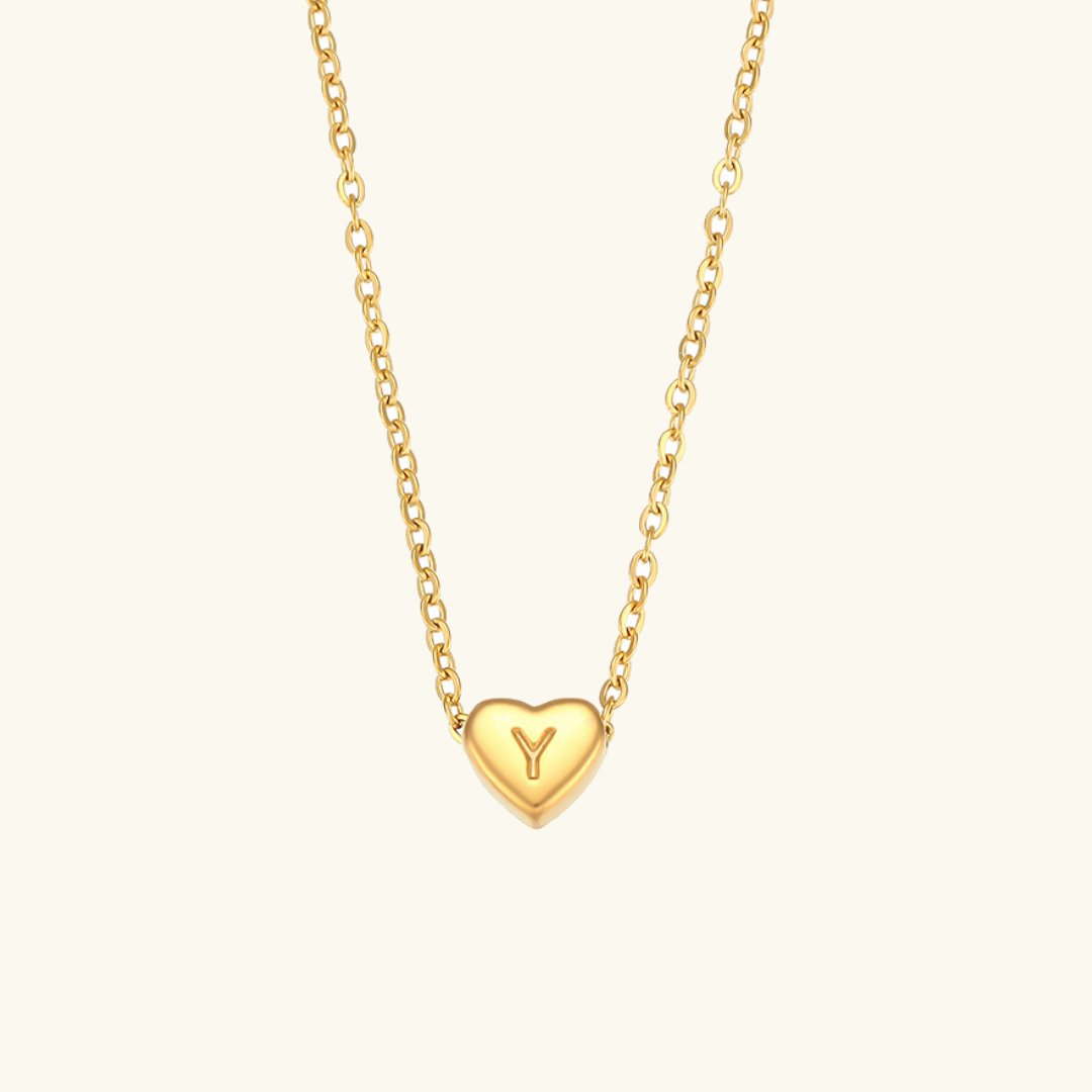 Heart Initial Necklace in Waterproof 18k Gold – Personalized Jewelry for Women, Hypoallergenic and Lightweight, 17 Inches 29