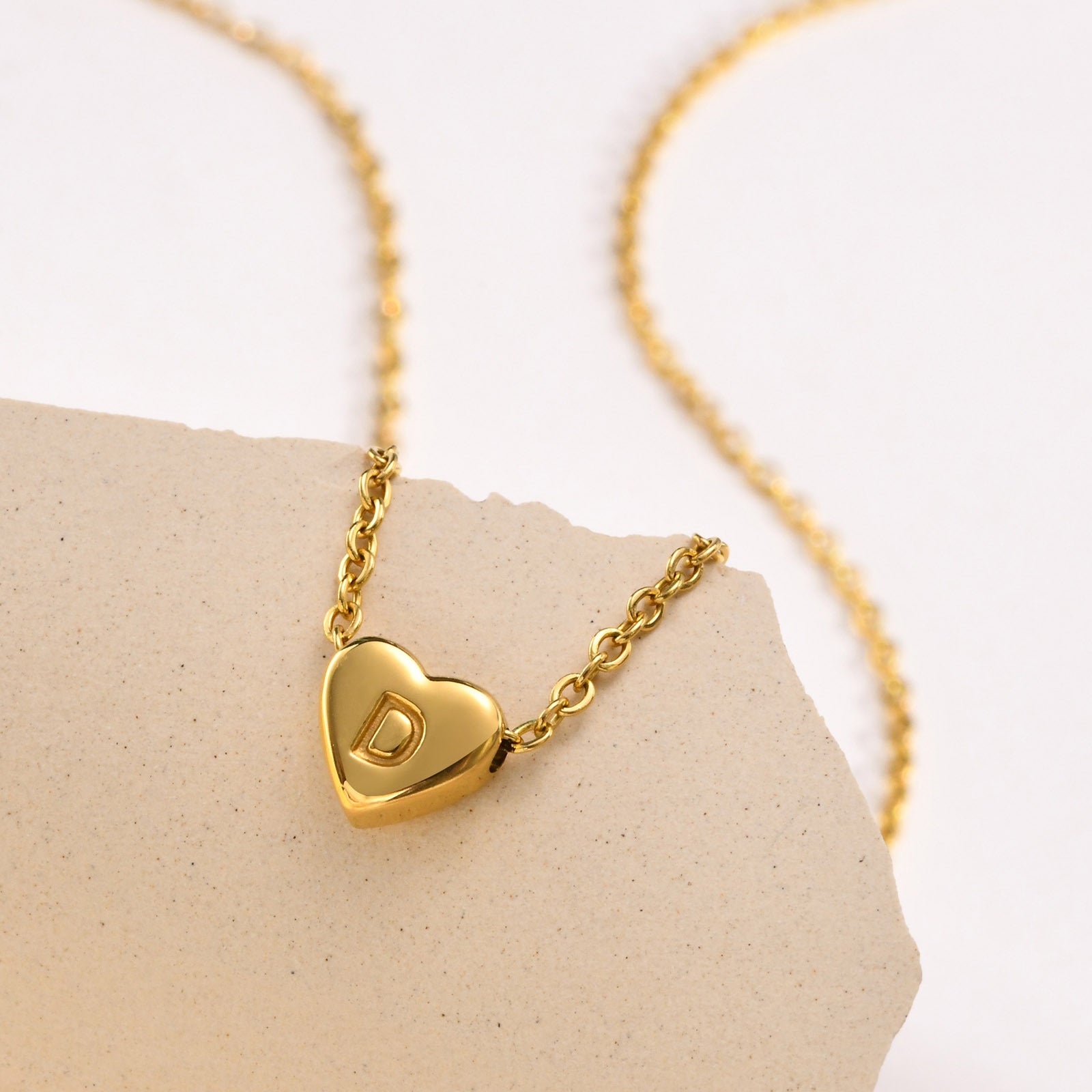 Heart Initial Necklace in Waterproof 18k Gold – Personalized Jewelry for Women, Hypoallergenic and Lightweight, 17 Inches 3