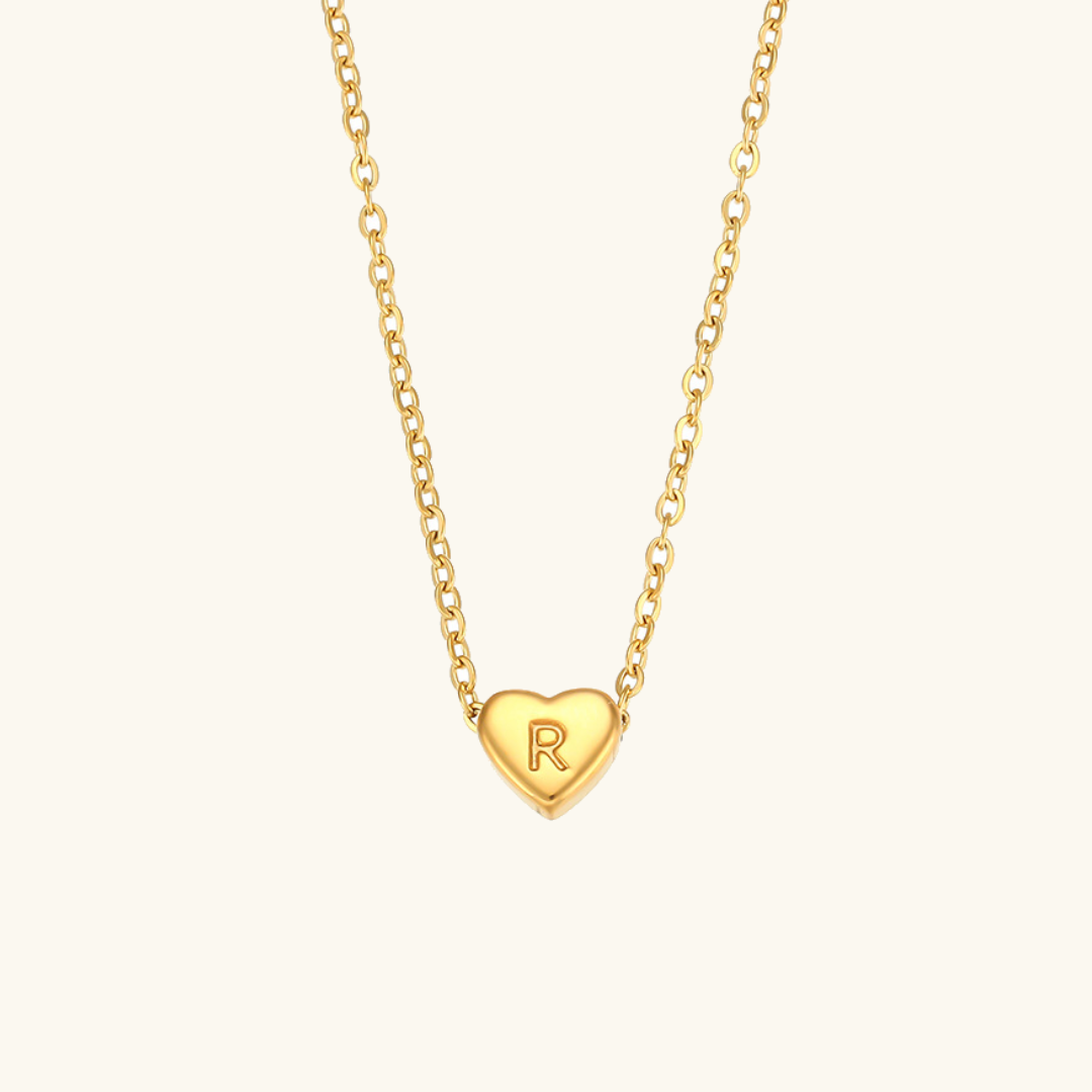 Heart Initial Necklace in Waterproof 18k Gold – Personalized Jewelry for Women, Hypoallergenic and Lightweight, 17 Inches 30