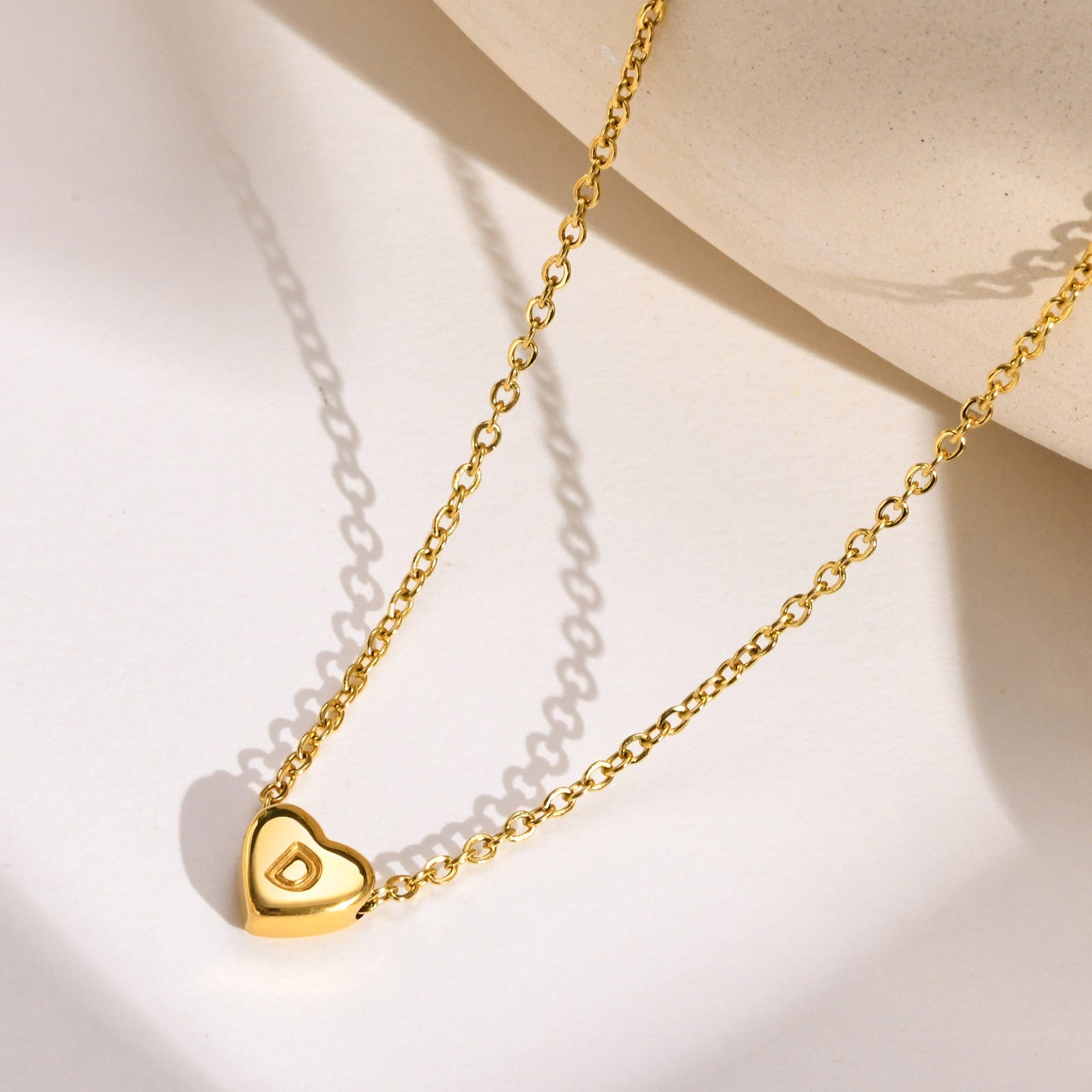 Heart Initial Necklace in Waterproof 18k Gold – Personalized Jewelry for Women, Hypoallergenic and Lightweight, 17 Inches 4