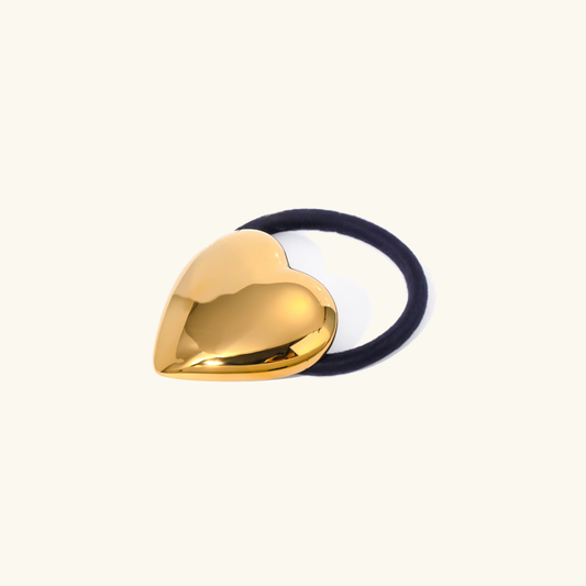 Heart Pony Cuff - Hypoallergenic 18k Gold-Plated Hair Tie with Waterproof Design 0