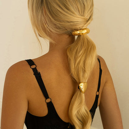 Heart Pony Cuff - Hypoallergenic 18k Gold-Plated Hair Tie with Waterproof Design 2