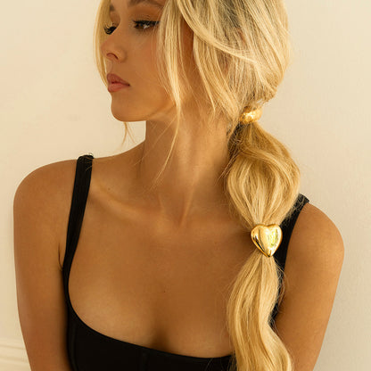Heart Pony Cuff - Hypoallergenic 18k Gold-Plated Hair Tie with Waterproof Design 7