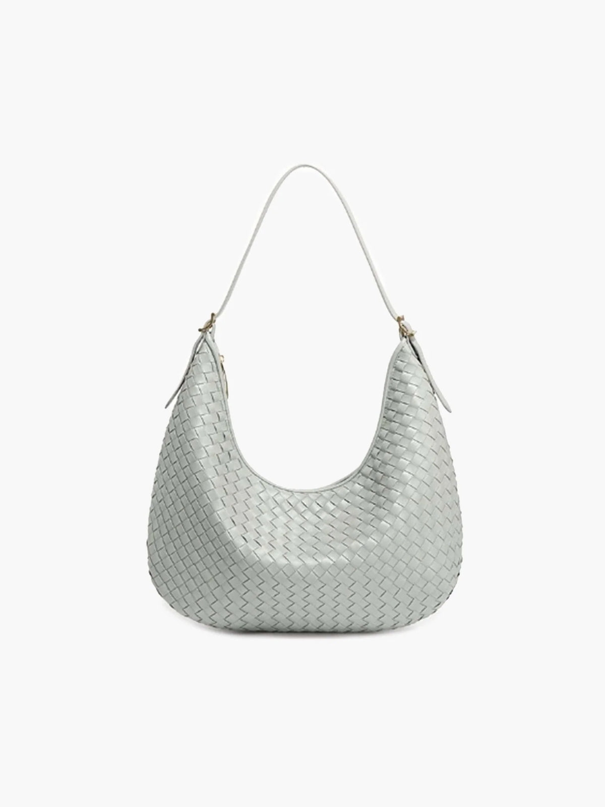 Women's Woven Faux Leather Shoulder Tote Bag in Light Gray – Product view | Hensley London