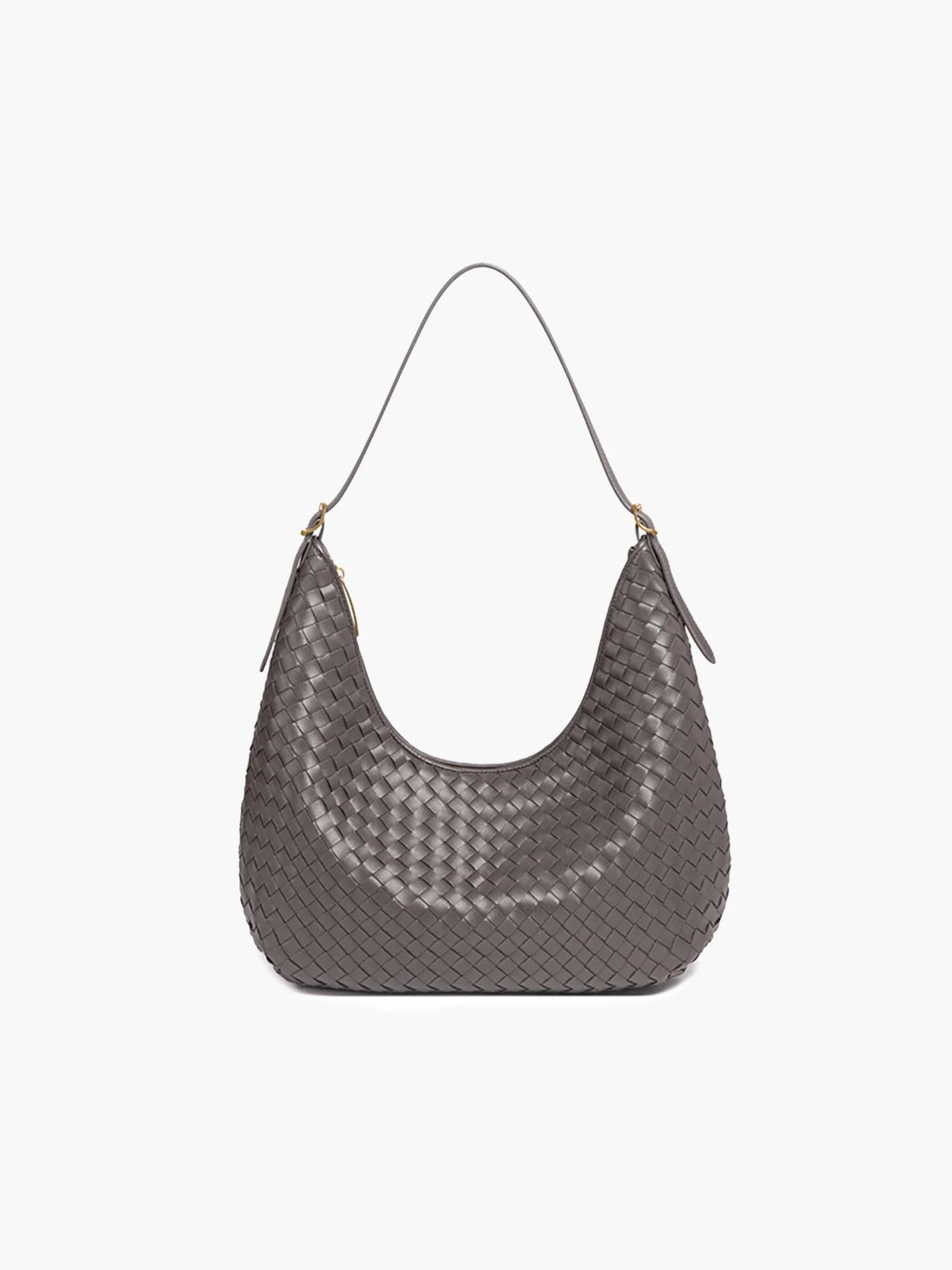 Women's Woven Faux Leather Shoulder Tote Bag in Dark Gray – Product view | Hensley London