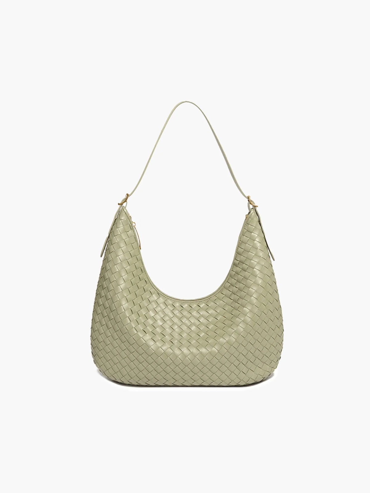 Women's Woven Faux Leather Shoulder Tote Bag in Light Green – Product view | Hensley London
