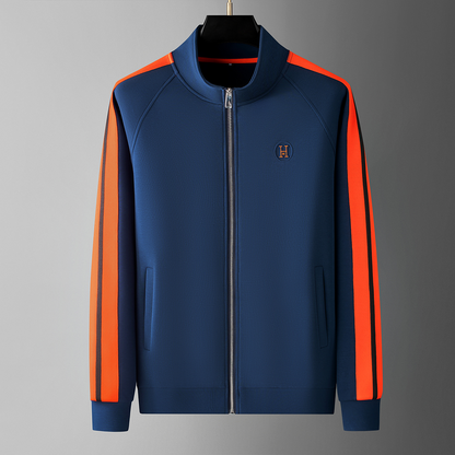 Men's Textured Lycra Zip Tracksuit 2-Piece Set – product view | Hensley London