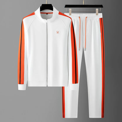 Men's Textured Lycra Zip Tracksuit 2-Piece Set – product view | Hensley London