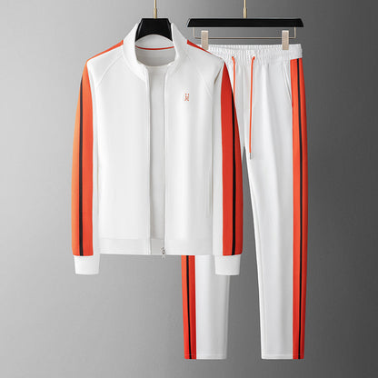 Men's Textured Lycra Zip Tracksuit 2-Piece Set – product view | Hensley London