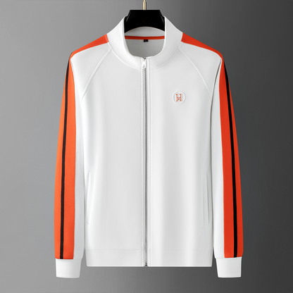 Men's Textured Lycra Zip Tracksuit 2-Piece Set – product view | Hensley London