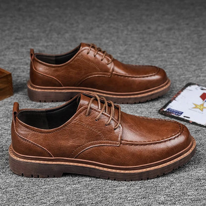 Men's Leather Moc-Toe Shoes – product view | Hensley London