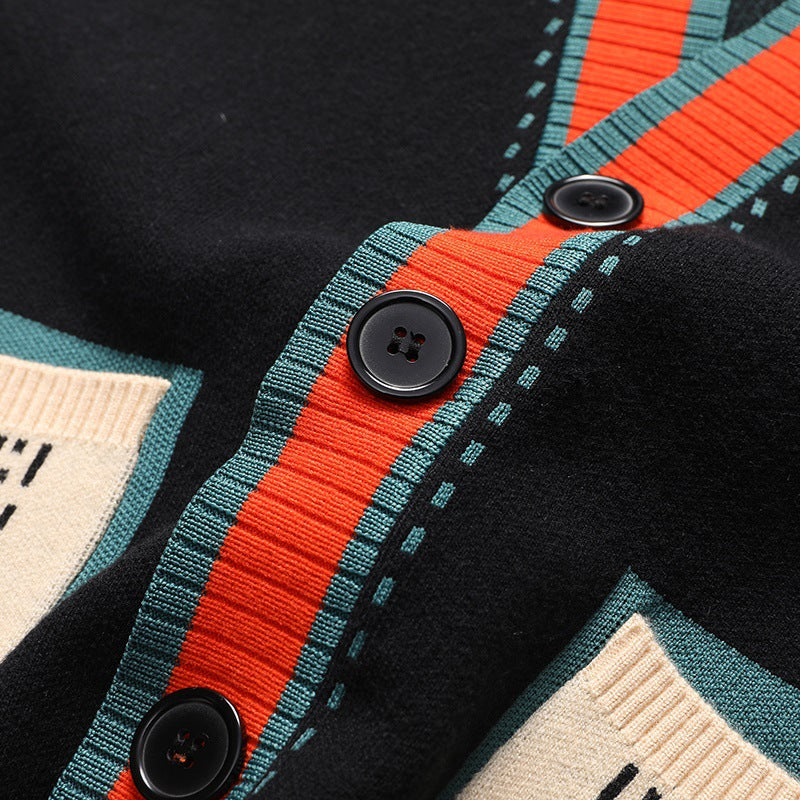 Men's Wool Blend Contrast-Trim Cardigan in Gray - additional view 7 | Hensley London