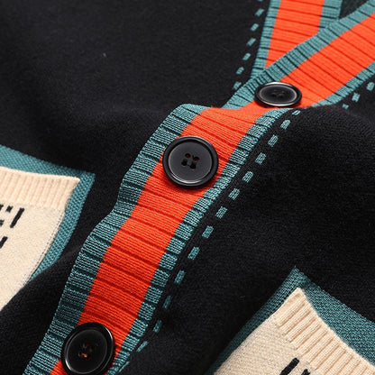 Men's Wool Blend Contrast-Trim Cardigan in Gray - additional view 7 | Hensley London