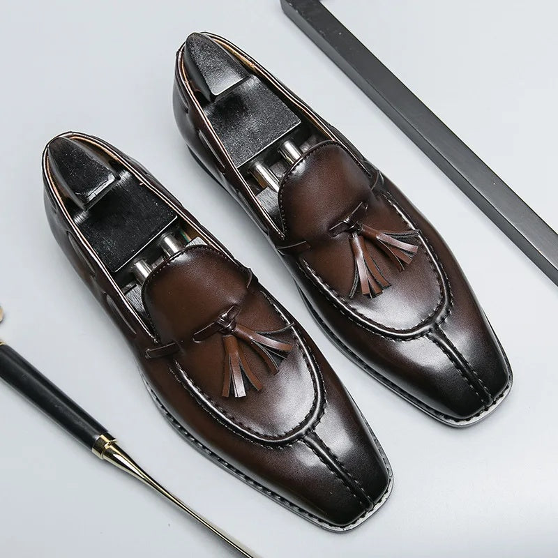 Men's Italian Leather Tassel Loafers – Cushioned Footbed