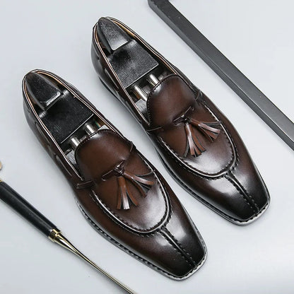 Men's Italian Leather Tassel Loafers – Cushioned Footbed