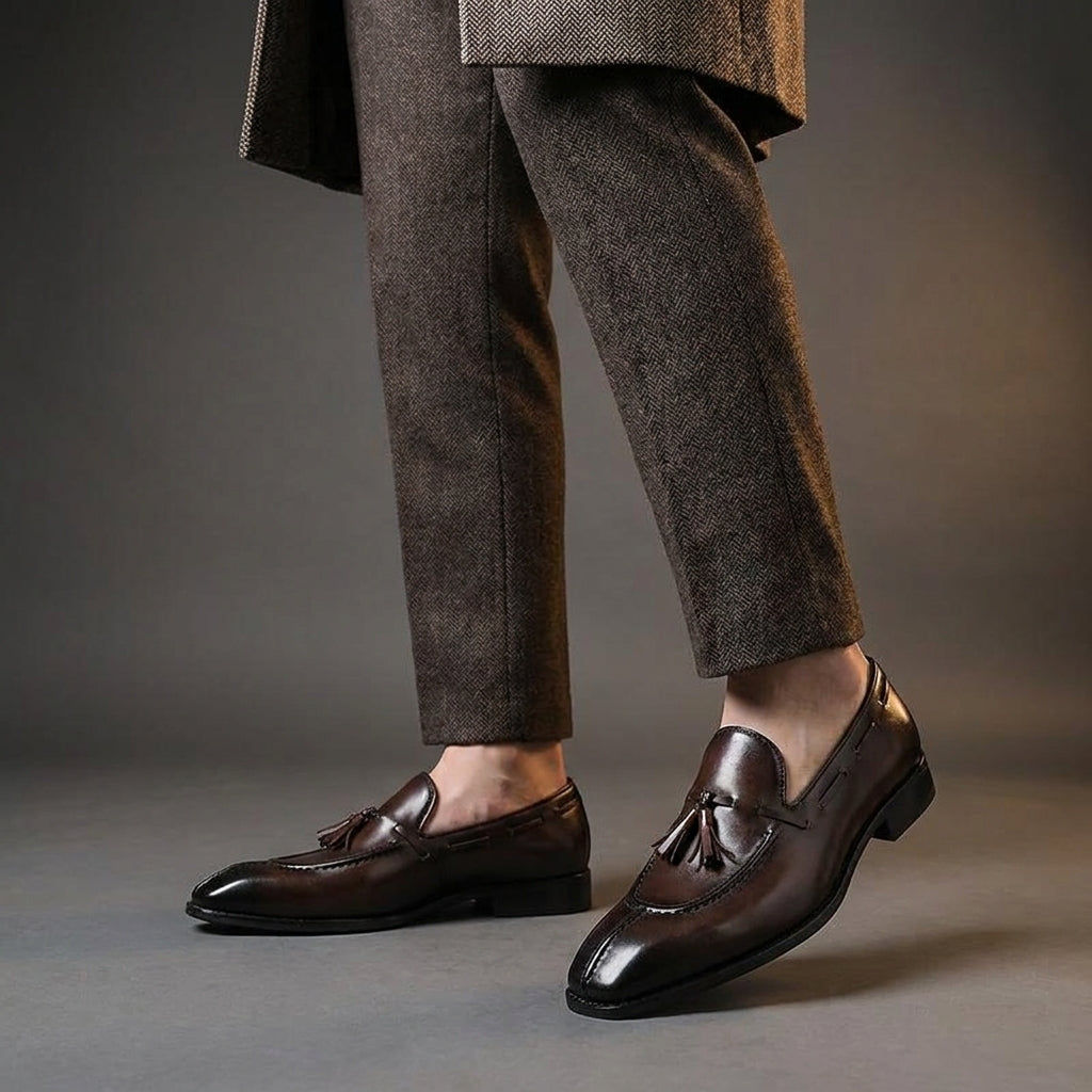 Men's Italian Leather Tassel Loafers – Cushioned Footbed