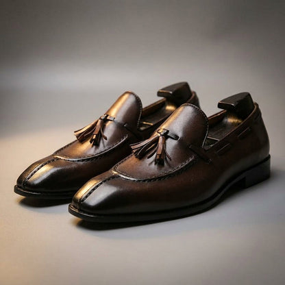 Men's Italian Leather Tassel Loafers – Cushioned Footbed
