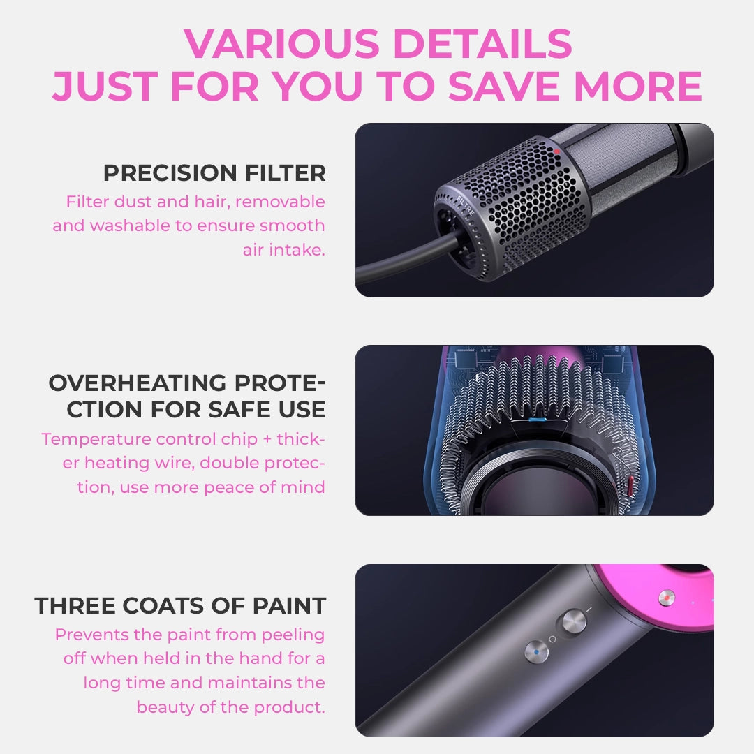 Ionic Hair Dryer Bladeless High-Speed White Plastic for All Hair Types - 4