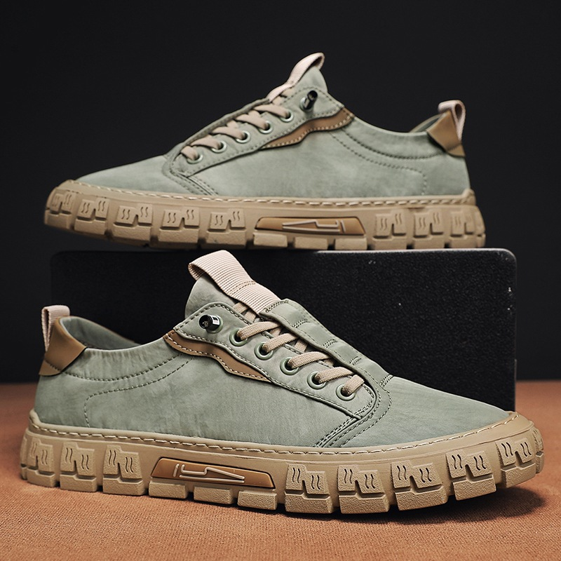 Men's Highland Premium Sneakers in Green – front view | Hensley London
