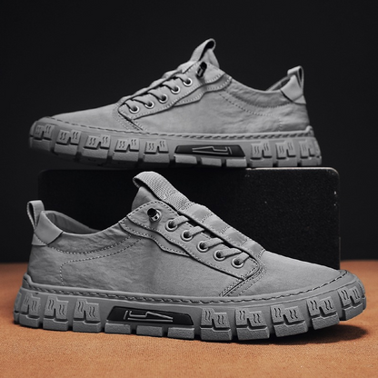 Men's Highland Premium Sneakers in Gray – front view | Hensley London