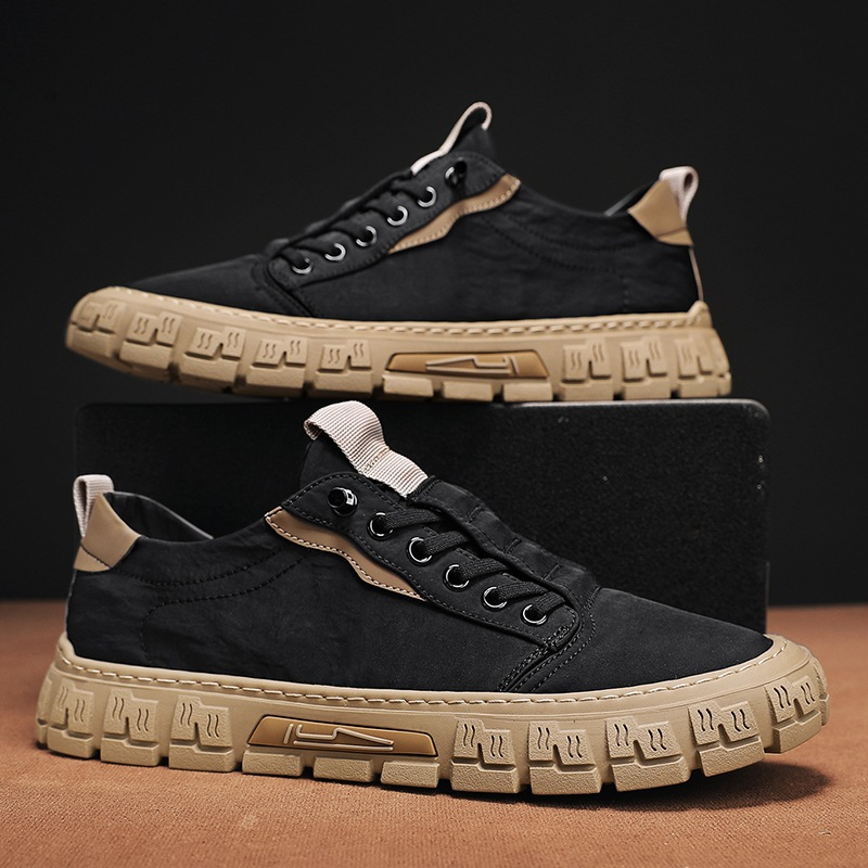 Men's Highland Premium Sneakers in Black – front view | Hensley London