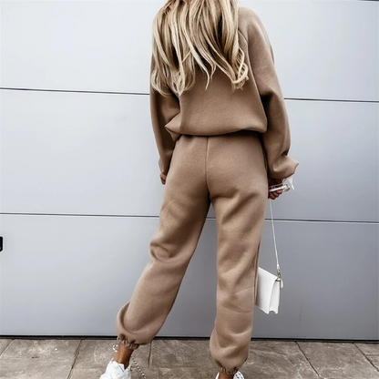 Women's Hoodie Set Grey Cotton Blend - 3