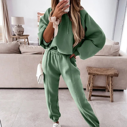 Women's Hoodie Set Grey Cotton Blend - 5