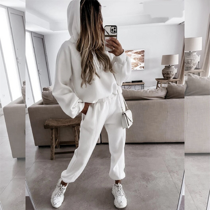 Women's Hoodie Set Grey Cotton Blend - 6