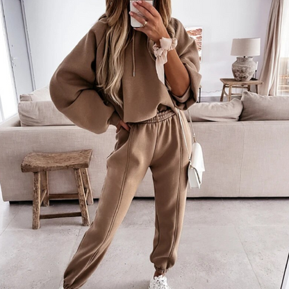 Women's Hoodie Set Grey Cotton Blend - 7