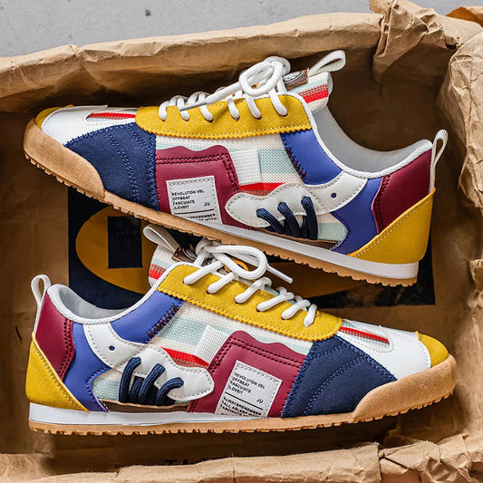 Men's Retro Leather Track Sneakers – front view | Hensley London